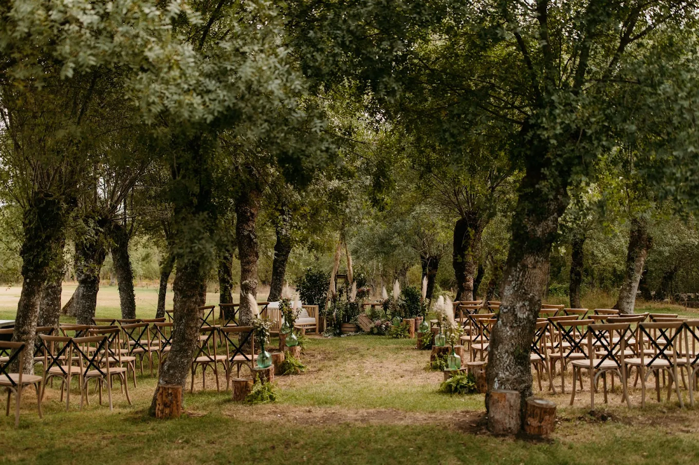 Finca Los Calizos, ceremonia en la pradera arbolada de la Sierra de Guadarrama